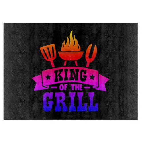 Neon Rainbow King Of The Grill Cutting Board