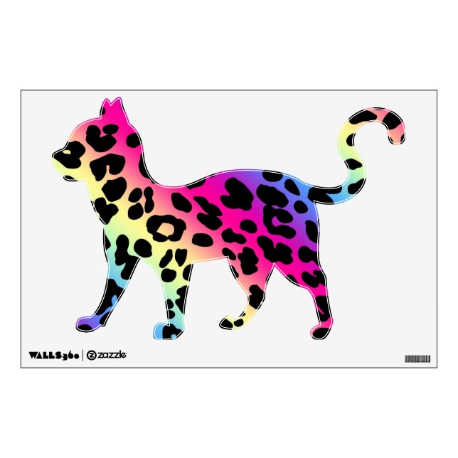 Neon Rainbow Leopard Cat Wall Sticker (Front)