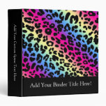 Neon Rainbow Leopard Pattern Print Binder