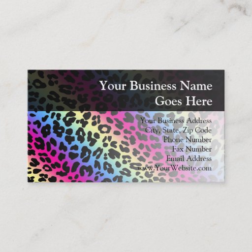 Customizable Neon Rainbow Leopard Pattern Print Business Cards