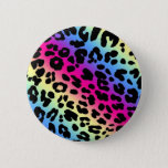 Neon Rainbow Leopard Pattern Print Button