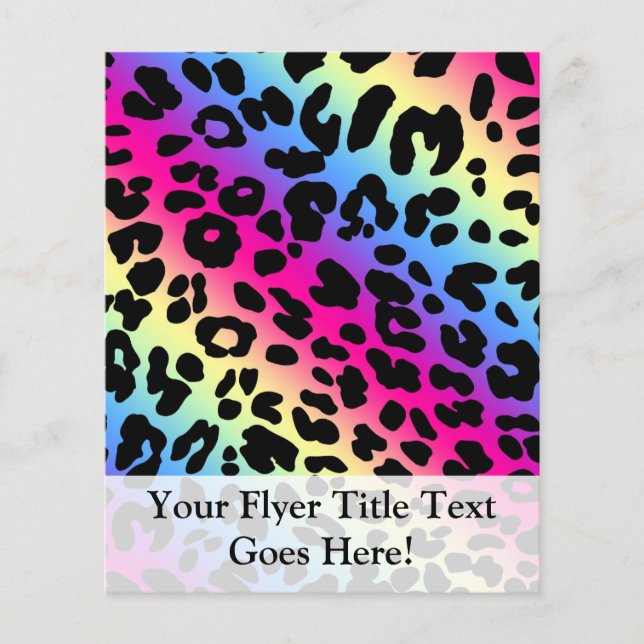 Neon Rainbow Leopard Pattern Print Flyer (Front)