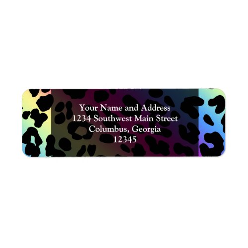 Neon Rainbow Leopard Pattern Print Label