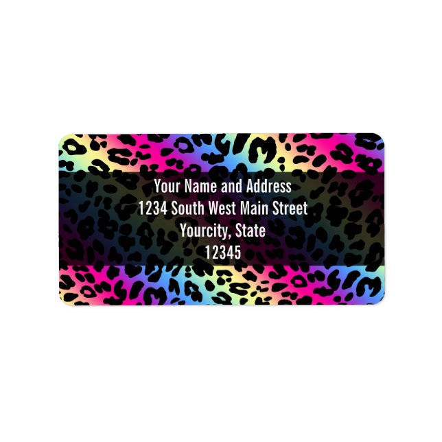 Neon Rainbow Leopard Pattern Print Label (Front)