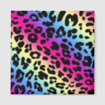 Neon Rainbow Leopard Pattern Print Magnet