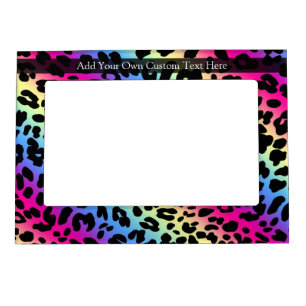 Neon Rainbow Leopard Pattern Print Magnetic Photo Frame