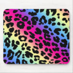 Neon Rainbow Leopard Pattern Print Mouse Pad
