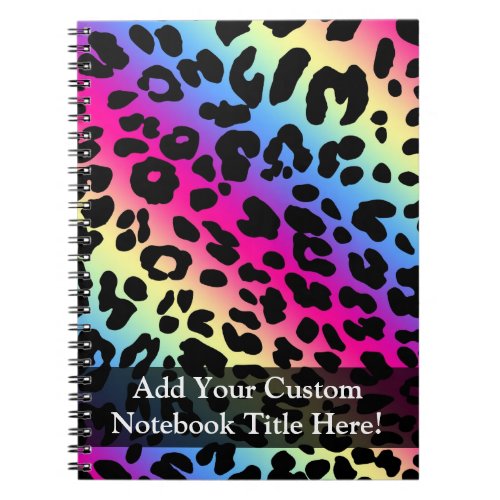 Neon Rainbow Leopard Pattern Print Notebook