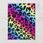 Neon Rainbow Leopard Pattern Print Postcard