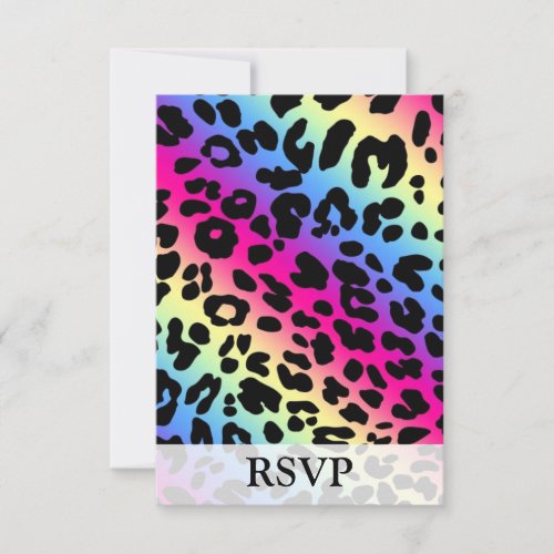 Neon Rainbow Leopard Pattern Print Invitation