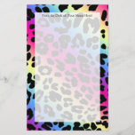 Neon Rainbow Leopard Pattern Print Stationery