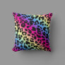 Neon Rainbow Leopard Pattern Print Throw Pillow