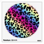 Neon Rainbow Leopard Pattern Print Wall Sticker