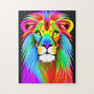 Neon Rainbow Lion 