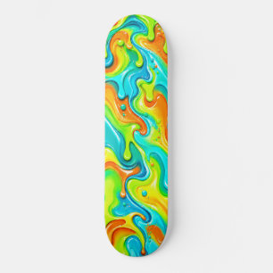 Neon Rainbow Liquid Swirl Slime MeltingPsychedelic Skateboard