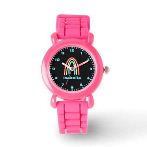 Neon Rainbow Monogram Name Watch