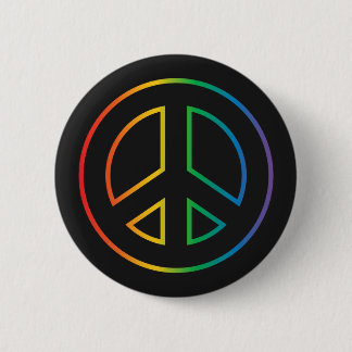 Neon Rainbow Peace Sign Button