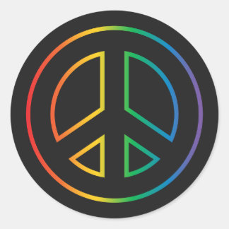 Neon Rainbow Peace Sign Classic Round Sticker