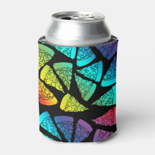 Neon Rainbow Pizza Lover Can Cooler