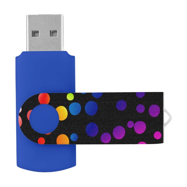 Neon Rainbow Polka Dots Flash Drive (Opened)