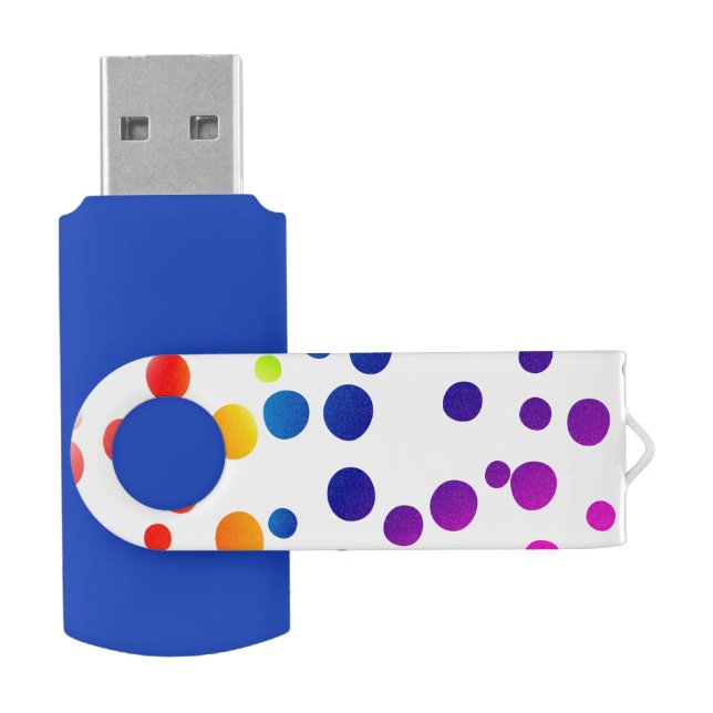 Neon Rainbow Polka Dots  Flash Drive (Opened)