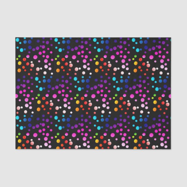 Neon Rainbow Polka Dots  Tissue Paper (Front)