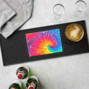 Neon Rainbow Retro Tie Dye  Bar Mat
