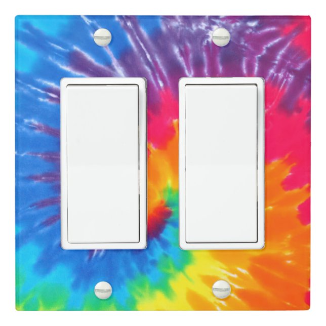 Neon Rainbow Retro Tie Dye Design Light Switch Cover (In Situ)