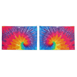 Neon Rainbow Retro Tie Dye Design Pillow Case