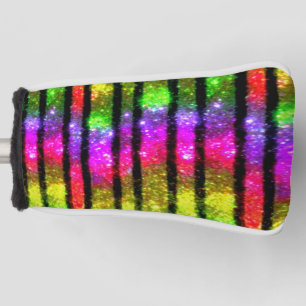 Neon Rainbow Shimmer Stripes Golf Head Cover