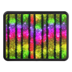 Neon Rainbow Shimmer Stripes Hitch Cover