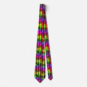 Neon Rainbow Shimmer Stripes Neck Tie
