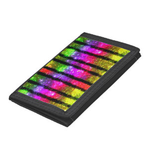 Neon Rainbow Shimmer Stripes Tri-fold Wallet