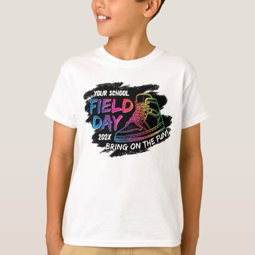 Neon Rainbow Sneaker School Field Day Personalized T_Shirt