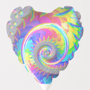 Neon Rainbow Spiral Fractal Abstract Digital Art Balloon