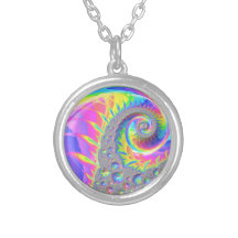 Neon Rainbow Spiral Fractal Abstract Digital Art