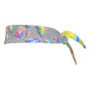 Neon Rainbow Spiral Fractal Abstract Digital Art Tie Headband