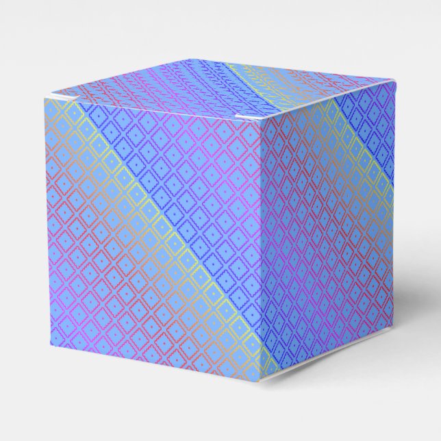 Neon Rainbow Square Pattern Favor Boxes (Front Side)