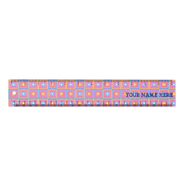 NEON Rainbow Squares Pattern CUSTOMIZED Ruler (Front)