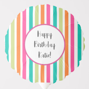 Neon rainbow stripes fun retro  balloon