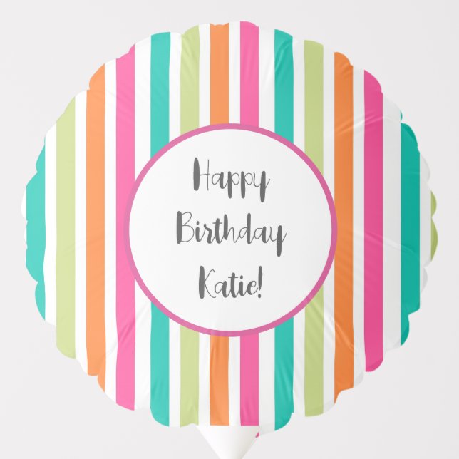 Neon rainbow stripes fun retro  balloon (Front)