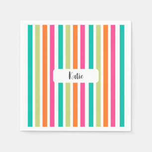Neon rainbow stripes fun retro napkins