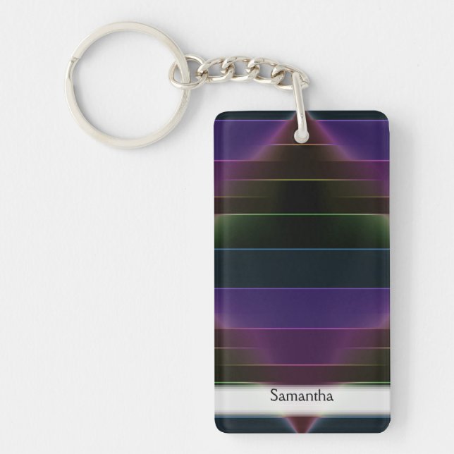 Neon Rainbow Stripes Keychain (Front)