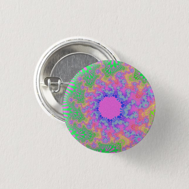 Neon Rainbow Sunburst Button (Front & Back)