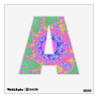 Neon Rainbow Sunburst Letter A Decal