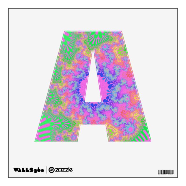 Neon Rainbow Sunburst Letter A Decal (Front)