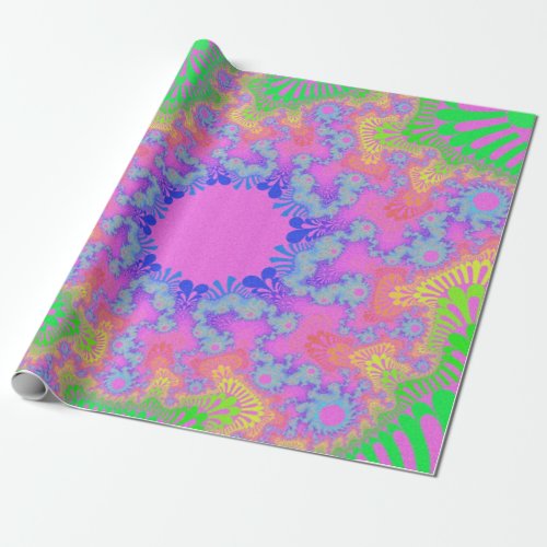 Neon Rainbow Sunburst Wrapping Paper