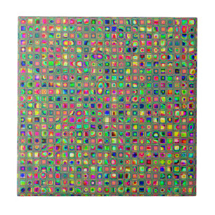 Neon Rainbow Textured Mosaic Tiles Pattern
