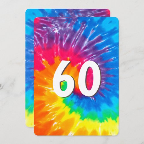 Neon Rainbow Tie Dye 60th Birthday Invitation