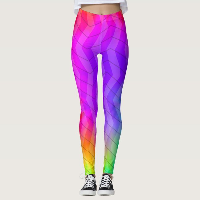 Neon Rainbow Tie Dye Herringbone Leggings Zazzle